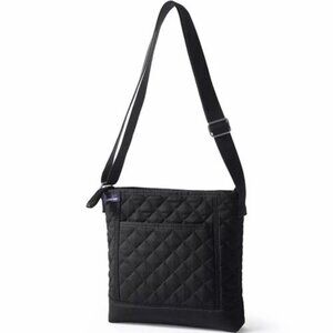 Lands’ End Black Quilted Crossbody Bag Adjustable Strap NWT Lightweight Gift
